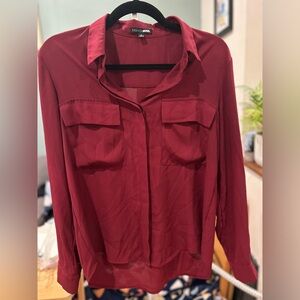 Fashion Nova Burgundy Button Down Shirt